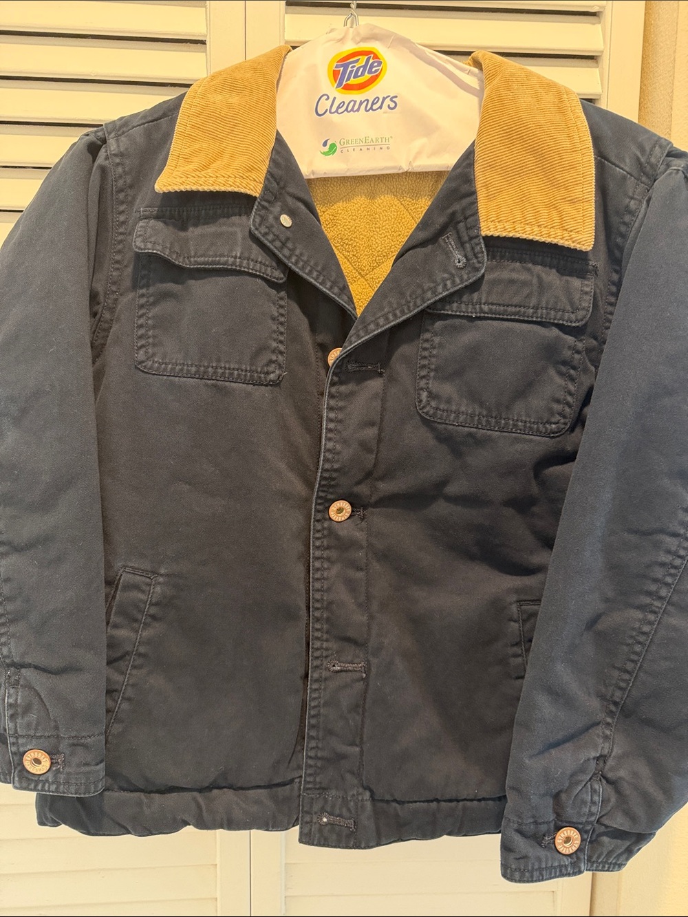 Gymboree Navy Lined Jacket with Tan Corduroy Collar Boys 7/8